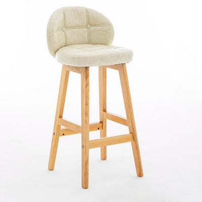Moderner minimalistischer quadratischer Holz-Leder-Schaum-Barhocker mit vier Beinen und Rückenlehne für das Esszimmer 