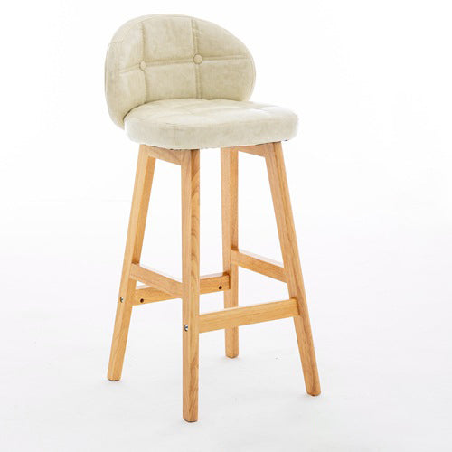 Moderner minimalistischer quadratischer Holz-Leder-Schaum-Barhocker mit vier Beinen und Rückenlehne für das Esszimmer 