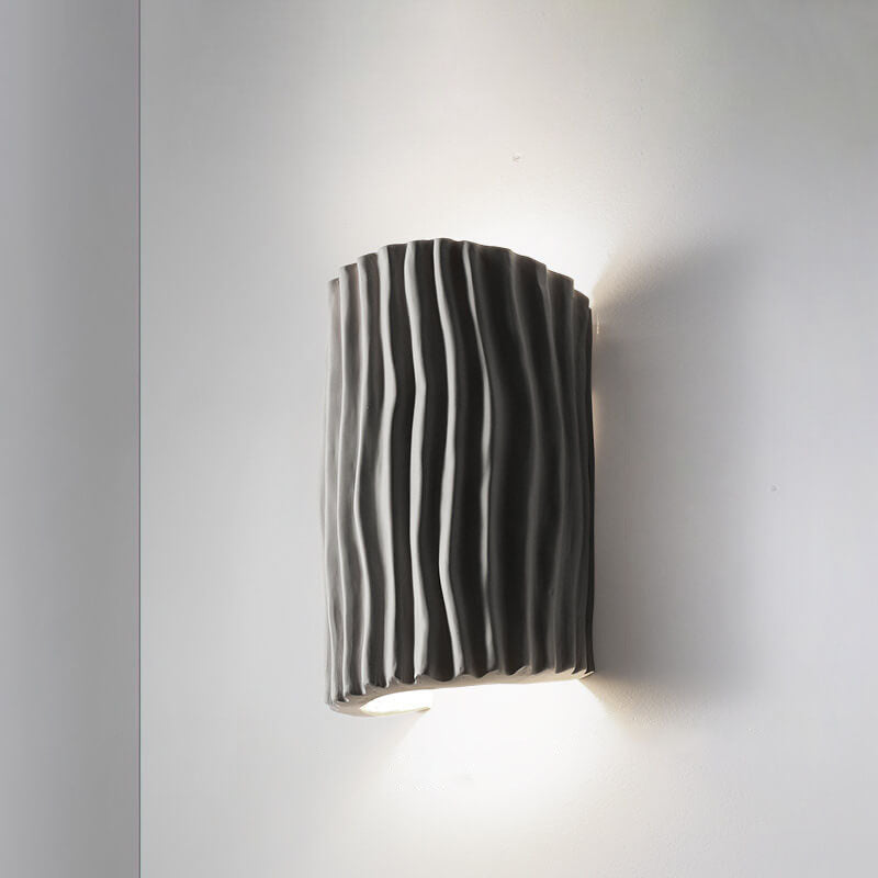 Contemporary Nordic Resin Striped Half Cylinder 2-Light Wall Sconce Lamp for Living Room