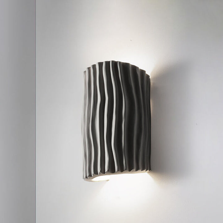 Contemporary Nordic Resin Striped Half Cylinder 2-Light Wall Sconce Lamp for Living Room