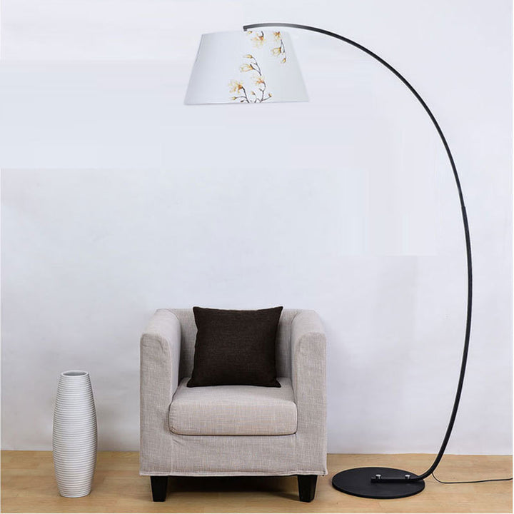 Lámpara de pie moderna de lujo ligero de hierro forjado con cilindro curvado de 1 luz 