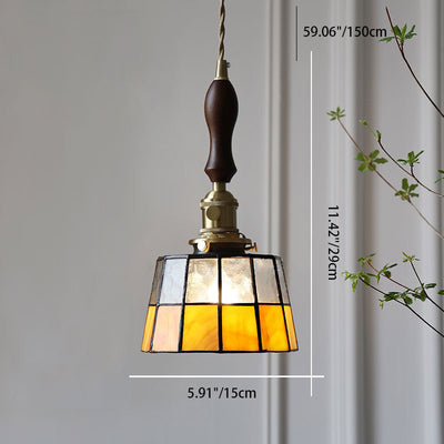 Modern Creative Minimalist Stained Glass Cylinder 1-Light Pendant Light