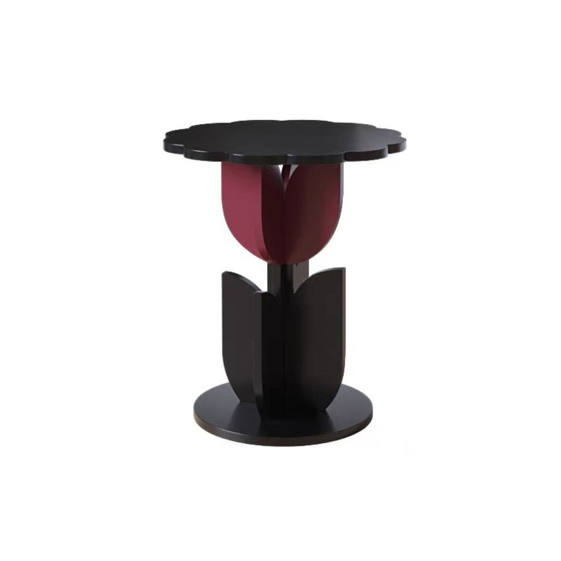 Table basse de salon contemporaine avec plateau en verre ondulé et design tulipe 