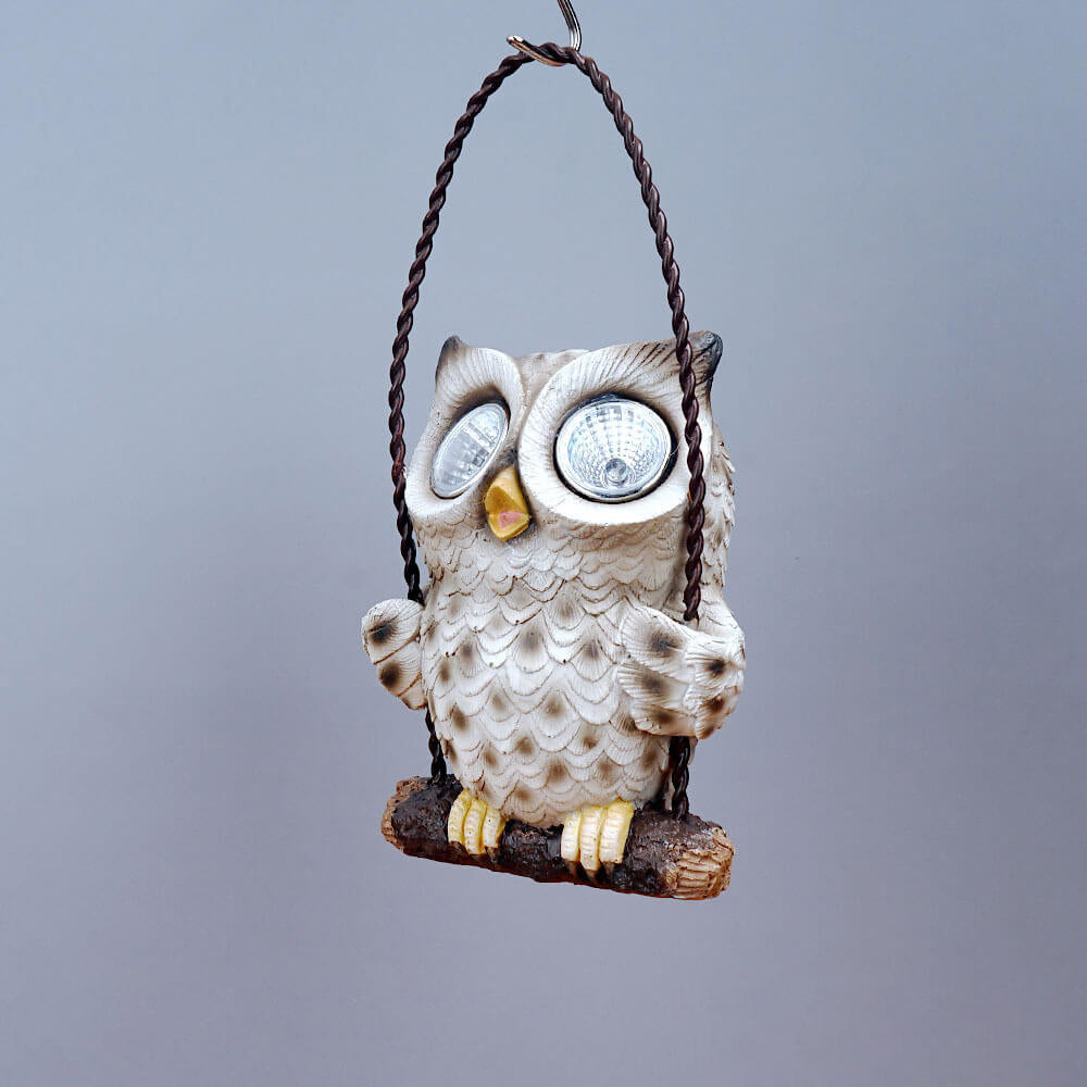 Lampe de table à LED en résine de hibou solaire décoratif moderne 