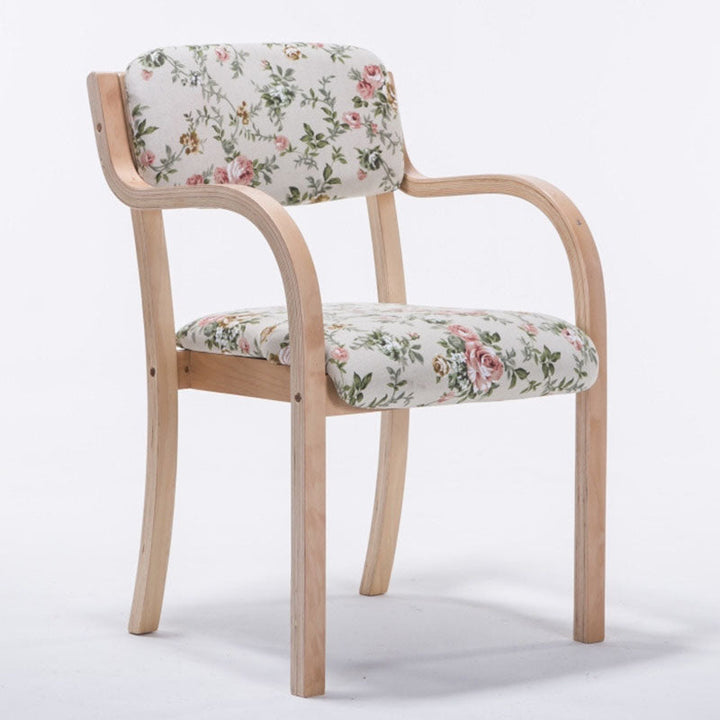 Contemporary Nordic Bentwood Linen Faux Leather Velvet Sponge Square Dining Chair Backrest Armrest For Dining Room