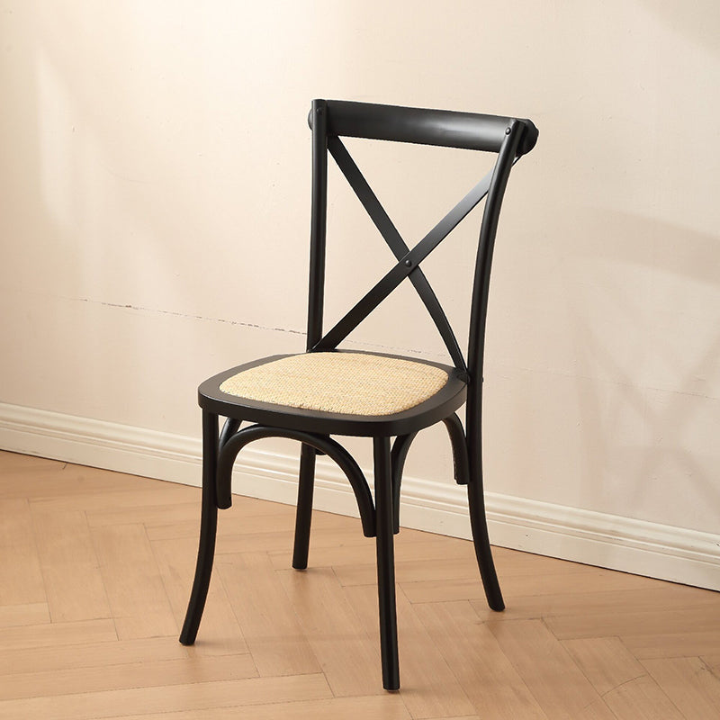 Dossier de chaise de salle à manger en rotin tissé rustique traditionnel en bois éponge rond rectangulaire 