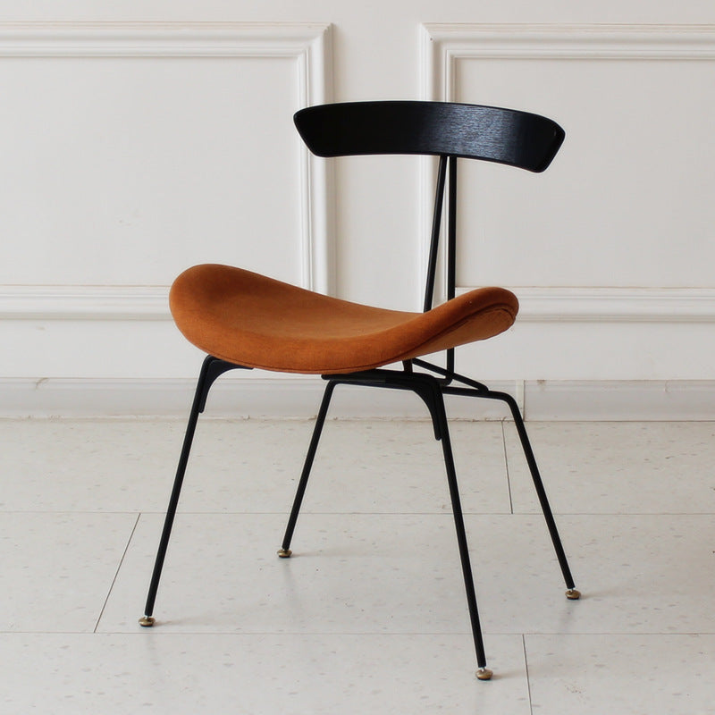 Chaise de salle à manger contemporaine en fourmi industrielle, bois, armature en cuir, tissu, éponge avec dossier pour salle à manger 