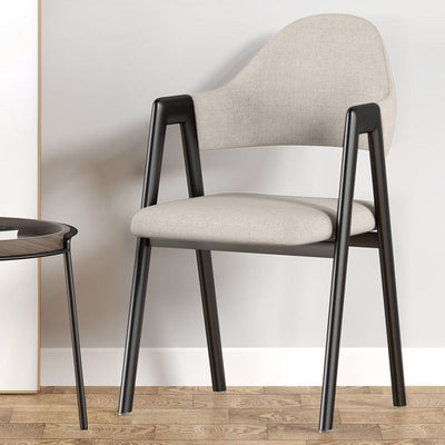 Silla de Comedor Contemporánea de Lujo Cuadrada Tapizada en Cuero con Respaldo y Reposabrazos para Comedor 
