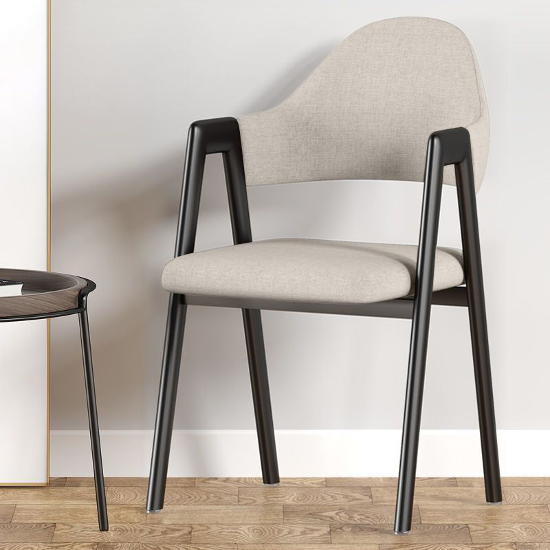 Silla de Comedor Contemporánea de Lujo Cuadrada Tapizada en Cuero con Respaldo y Reposabrazos para Comedor 