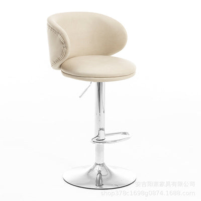 Moderner minimalistischer runder Stoff-Edelstahl-Barhocker mit Rückenlehne für das Esszimmer 