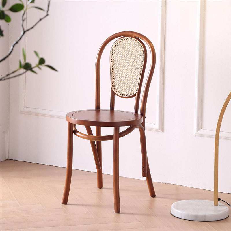 Traditional Vintage Round Faux Rattan Beech Wood Weaving Dining Chair Backrest For Dining Room