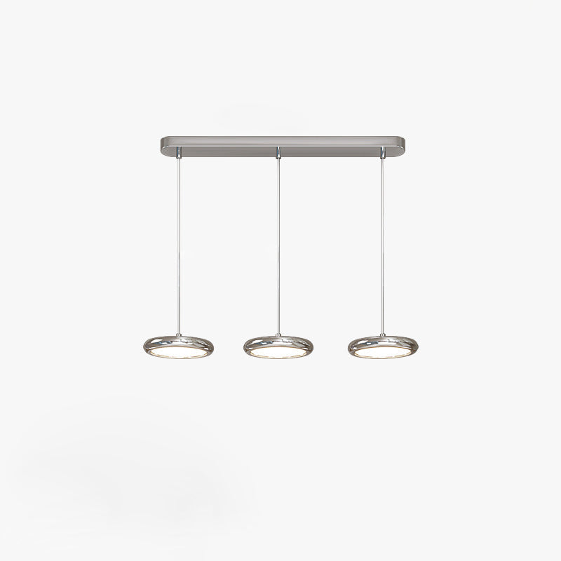 Moderne minimalistische Edelstahl-Aluminium-Disc-Shade LED-Insel-Licht-Kronleuchter für Wohnzimmer 