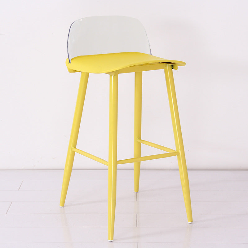 Moderner minimalistischer rechteckiger Barhocker aus Kohlenstoffstahl mit Kunststofflehne für das Esszimmer 