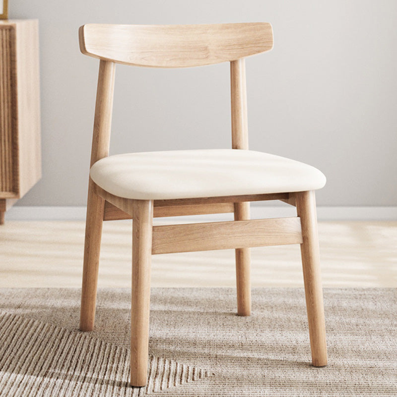 Silla de Comedor Tapizada en Cuero Nappa de Doble Capa Cuadrada Retro Contemporánea con Respaldo Abierto Sin Brazos para Comedor 