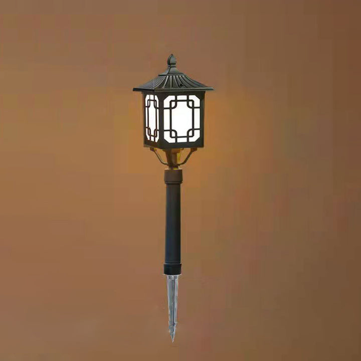 Traditional Chinese Solar Waterproof Aluminum Iron Glass Column LED Landscape Lighting Outdoor Light For Garden