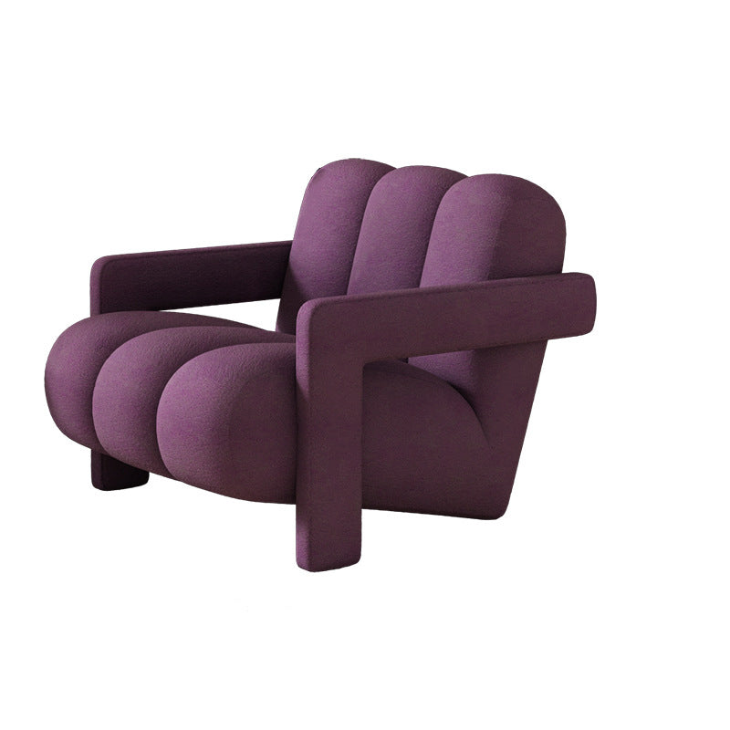 Sillón individual contemporáneo escandinavo de terciopelo y tejido sherpa con madera y espuma, con respaldo y reposabrazos, para sala de estar 