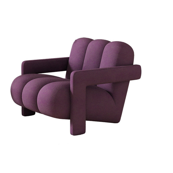 Sillón individual contemporáneo escandinavo de terciopelo y tejido sherpa con madera y espuma, con respaldo y reposabrazos, para sala de estar 