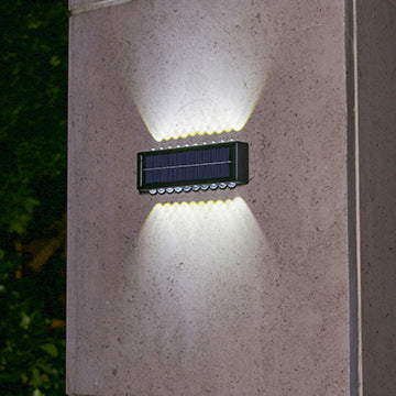 مصباح حائط LED مستطيل مقاوم للماء من ABS PVC بتصميم بسيط عصري للطاقة الشمسية للفناء الخارجي 