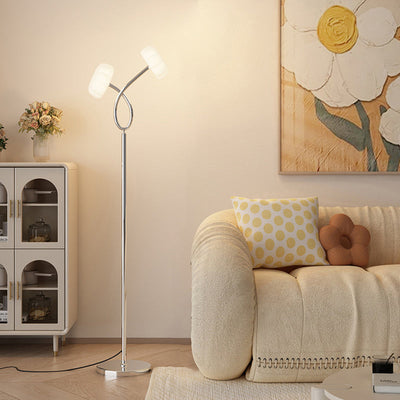 Zeitgenössische kreative gekreuzte Blumen Eisen Kunststoff LED Stehlampe für Wohnzimmer 