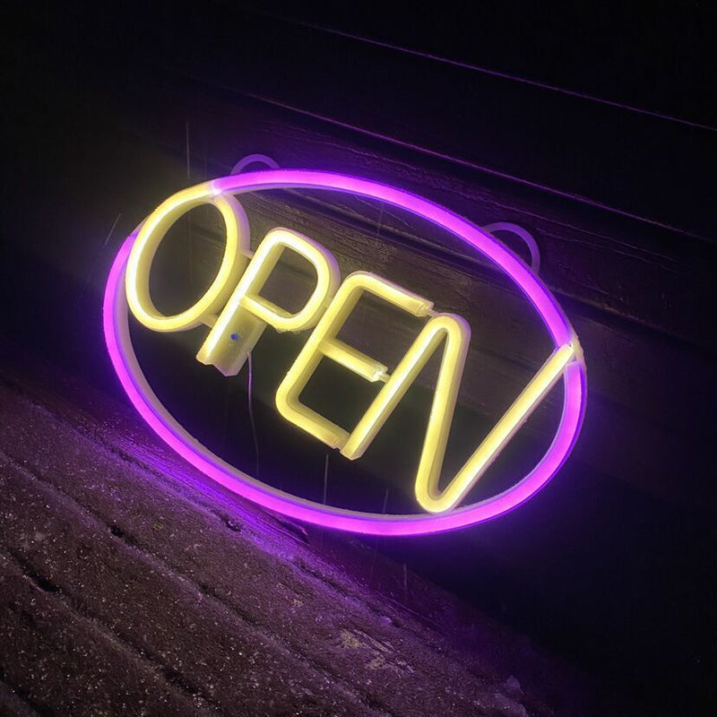 Modern Art Deco Waterproof PS OPEN LED Outdoor Hanging Neon Wall Sconce Lamp For Dining Room