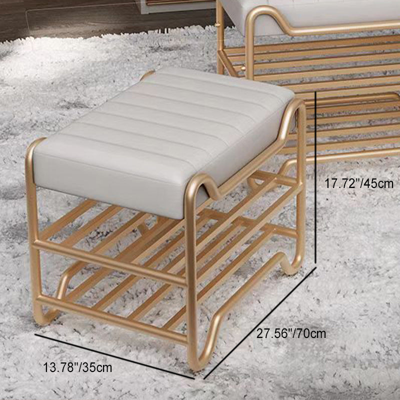 Modern Luxury Upholstered Rectangular Synthetic Fabric Sponge Portable Footstool Backless Armless For Entryways