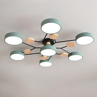 Lustre semi-encastré contemporain scandinave à design de branche moléculaire ronde LED pour salon 