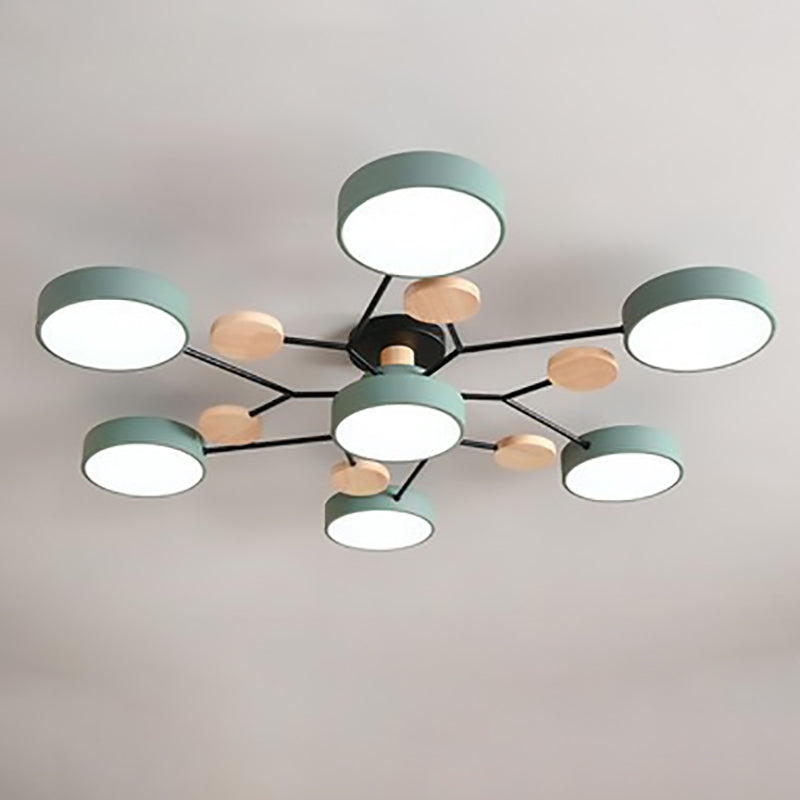 Lustre semi-encastré contemporain scandinave à design de branche moléculaire ronde LED pour salon 