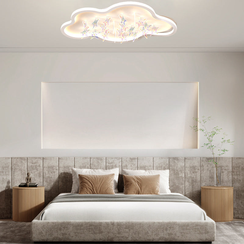Zeitgenössische kreative Eisen Acryl Runde Wolke Stern Stück LED Unterputz Deckenleuchte für Wohnzimmer 