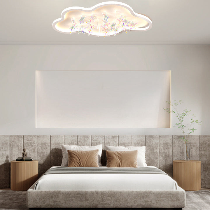 Zeitgenössische kreative Eisen Acryl Runde Wolke Stern Stück LED Unterputz Deckenleuchte für Wohnzimmer 