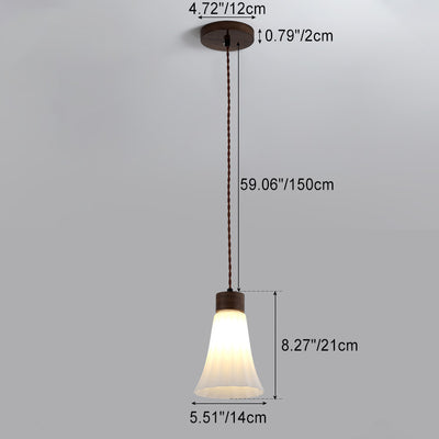 Moderne Einfachheit Walnuss Glas Runde Glocke Kuppel 1-Licht Pendelleuchte für Esszimmer 