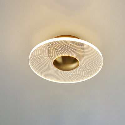 Contemporary Luxury Geometric Circular Vertical Grain Acrylic LED Semi-Flush Mount Ceiling Light For Living Room