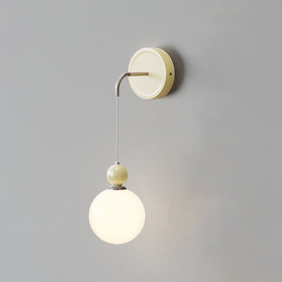 Traditional French Flower Round Ball Iron Glass 1-Light Wall Sconce Lamp For Bedroom