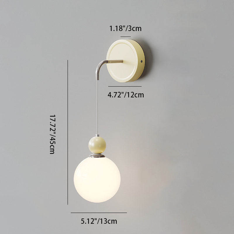 Traditional French Flower Round Ball Iron Glass 1-Light Wall Sconce Lamp For Bedroom