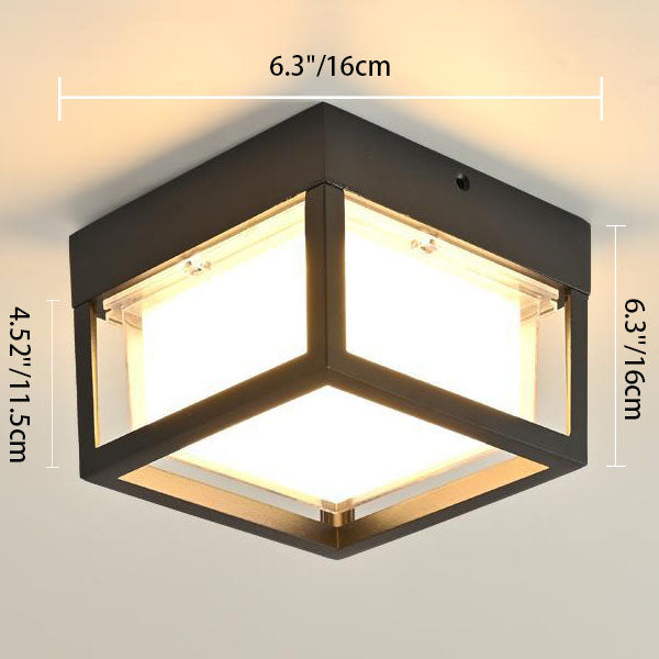 Modern Minimalist Die-Cast Aluminum Square Round Outdoor LED Flush Mount Ceiling Light