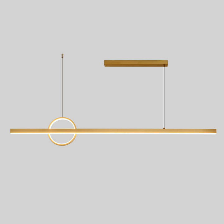 Lámpara colgante LED para isla de cocina de acrílico y cobre con diseño moderno minimalista de líneas y círculos para sala de estar 