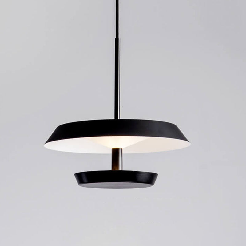 Moderne minimalistische runde fliegende Untertasse aus Aluminium und Acryl LED-Pendelleuchte für das Wohnzimmer 