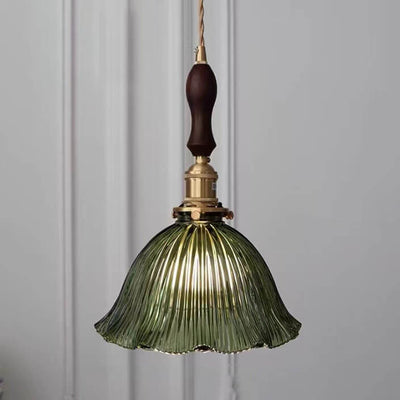 Luz colgante de 1 luz de vidrio de nogal de cobre minimalista moderno nórdico 