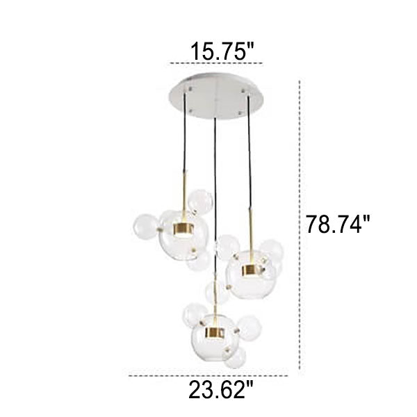 Modern Atom Mickey Head Bubble Glass Ball 1-Light LED Pendant Light