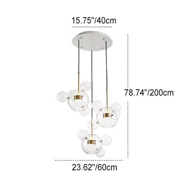 Modern Atom Mickey Head Bubble Glass Ball 1-Light LED Pendant Light