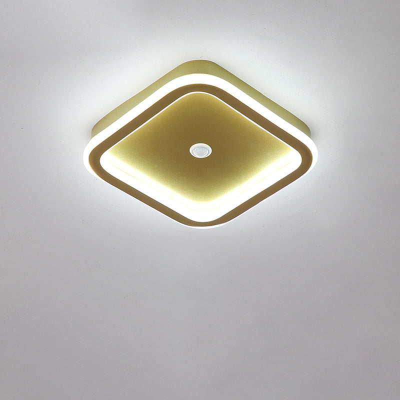 Plafonnier LED en fer aluminium PVC à montage affleurant rhombique rond minimaliste moderne pour salon 