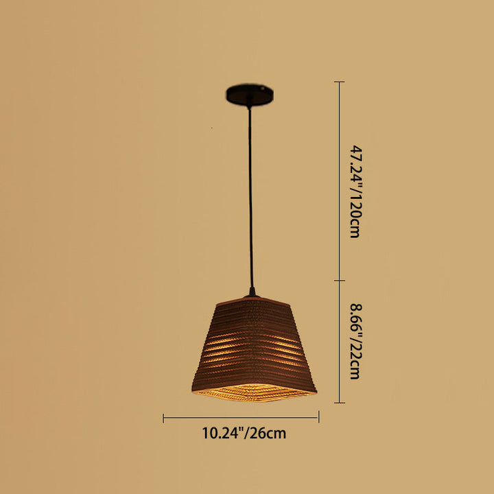 Suspension lumineuse 1 lumière contemporaine rétro en papier elliptique sphérique cloche trapézoïdale semi-circulaire polygonale pour salle à manger 