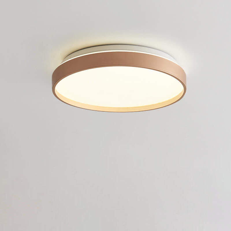 Modern Minimalist Round Solid Color Acrylic Iron LED Flush Mount Ceiling Light For Living Room &amp; Bedroom
