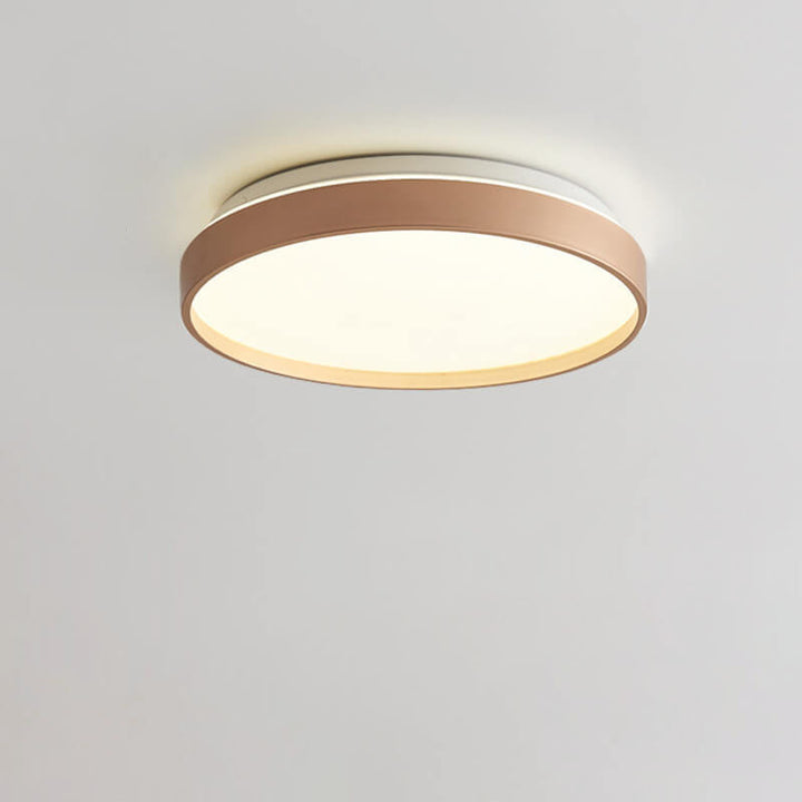 Modern Minimalist Round Solid Color Acrylic Iron LED Flush Mount Ceiling Light For Living Room &amp; Bedroom