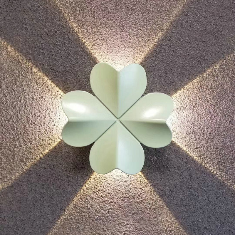 Applique murale LED elliptique en aluminium étanche nordique contemporain en forme de trèfle à quatre feuilles pour terrasse extérieure 