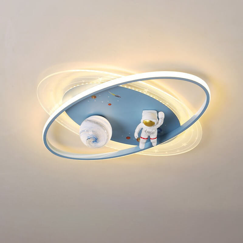 Children Creative Cartoon Astronaut Moon Acrylic LED Kids Flush Mount Ceiling Light