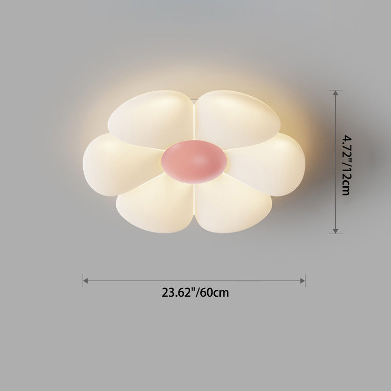 Zeitgenössische kreative Daisy Flower PE Eisen LED Unterputz Deckenleuchte für Schlafzimmer 