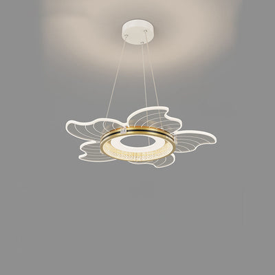 Lustre LED contemporain en acrylique cristal de luxe avec abat-jour en forme de fleur pour chambre 