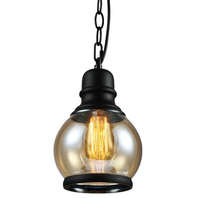 Zeitgenössische industrielle Glaskürbis-förmige 1-Licht-Pendelleuchte für Esszimmer 