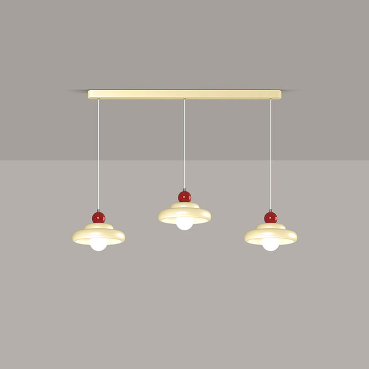 Zeitgenössischer nordischer Kirschglas-Eisen-3-Licht-Insel-Kronleuchter für Wohnzimmer 