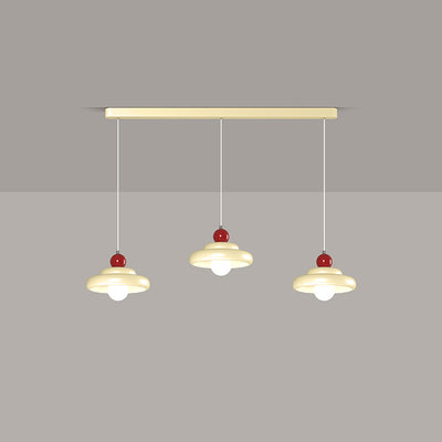 Zeitgenössischer nordischer Kirschglas-Eisen-3-Licht-Insel-Kronleuchter für Wohnzimmer 